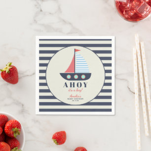 Ahoy It's a Boy Nautical Baby Shower Napkins Serviette