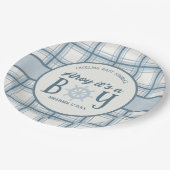 Ahoy It's A Boy Nautical Baby Shower Pappteller (Schrägansicht)