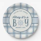 Ahoy It's A Boy Nautical Baby Shower Pappteller (Vorderseite)