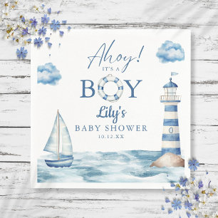 Ahoy It's A Boy Nautical Baby Shower Serviette