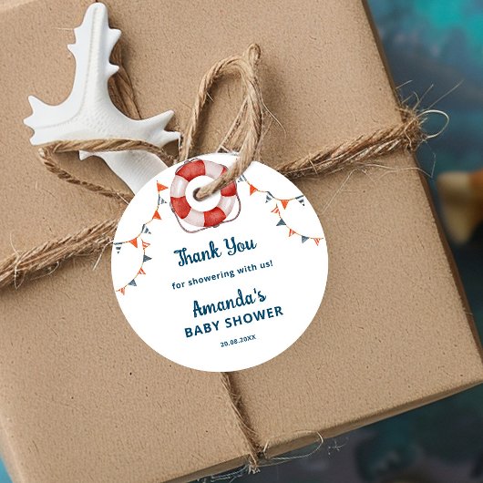 Ahoy It's a Boy Nautical Baby Shower Vielen Dank Geschenkanhänger
