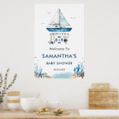 Ahoy It's a Boy Nautical Boat Baby Shower Willkomm Poster (Küche)