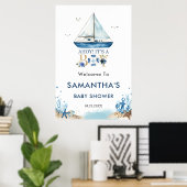 Ahoy It's a Boy Nautical Boat Baby Shower Willkomm Poster (Heimbüro)