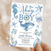 Ahoy It's A Boy Nautical Ocean Baby Shower Einladung
