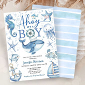 Ahoy It's A Boy Nautical Ocean Baby Shower Einladung