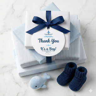 Ahoy It's a Boy Nautische Babyparty Danksagung Geschenkanhänger