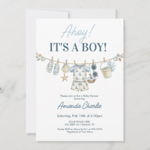 Ahoy It's a Boy nautische Babyparty Einladung