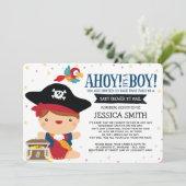 Ahoy It's a Boy Pirate Baby Shower by Mail Einladung (Stehend Vorderseite)