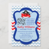Ahoy It's a Boy - Pirate Crab Boy Baby Shower Einladung (Vorderseite)