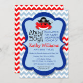 Ahoy It's a Boy - Pirate Crab Boy Baby Shower Einladung (Vorne/Hinten)