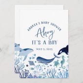 Ahoy It's a Boy Under Sea Baby Shower Vielen Dank Einladung (Vorne/Hinten)