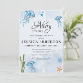 Ahoy It's a Boy under the sea Baby Shower Einladung (Stehend Vorderseite)