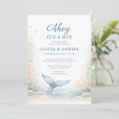 Ahoy It's a Boy Under the Sea Couples Baby Shower Einladung (Stehend Vorderseite)