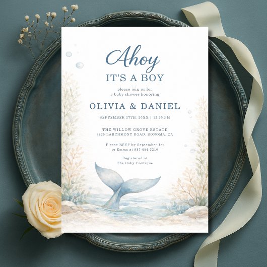 Ahoy It's a Boy Under the Sea Couples Baby Shower Einladung
