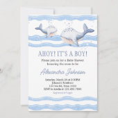 Ahoy It's a Boy Whale Baby Shower  Einladung (Vorderseite)