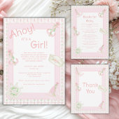 Ahoy It's a Girl Nautical Dankeskarte