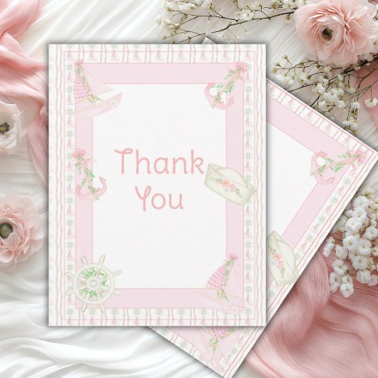 Ahoy It's a Girl Nautical Dankeskarte