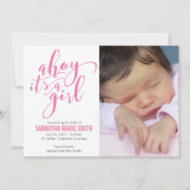 Ahoy It's a Girl Nautical Theme Birth Ankündigung