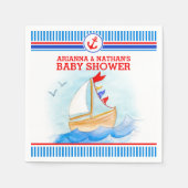 Ahoy Jungs Babydusche nautisches Aquarell Serviette (Vorderseite)