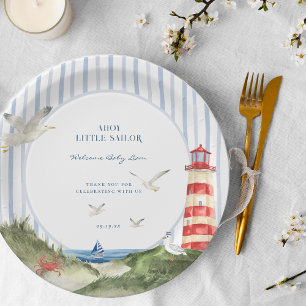 Ahoy Kleiner Segler Nautische Babyparty Pappteller