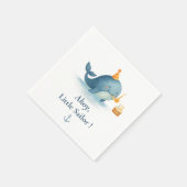 Ahoy Little Sailor Birthday Napkin | Whale Party Serviette (Ecke)