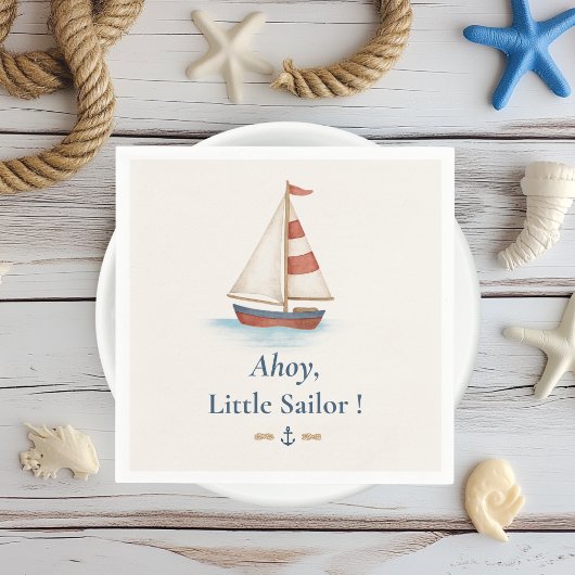 Ahoy Little Sailor | Nautic Sailboat Birthday Serviette