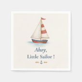 Ahoy Little Sailor | Nautic Sailboat Birthday Serviette (Vorderseite)