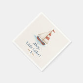 Ahoy Little Sailor | Nautic Sailboat Birthday Serviette (Ecke)