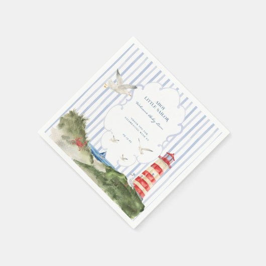 Ahoy Little Sailor Nautical Baby Dusche Serviette (Ecke)