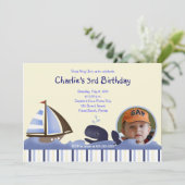 Ahoy Mate Blue Whale Birthday 12x18 Foto Einladung (Stehend Vorderseite)