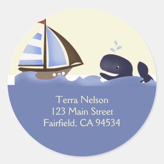 Ahoy Mate Blue Whale Rücksendeadresse Stickers (Vorderseite)