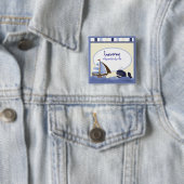 AHOY MATE Blue Whale Sailboat Personalisiert Button (Beispiel)