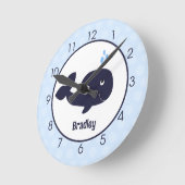 Ahoy Mate Blue Whale Wall Clock Runde Wanduhr (Winkel)