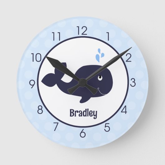 Ahoy Mate Blue Whale Wall Clock Runde Wanduhr (Vorderseite)
