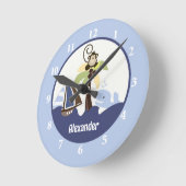 Ahoy Mate Monkey Whale Wall Clock Add a Name Runde Wanduhr (Winkel)