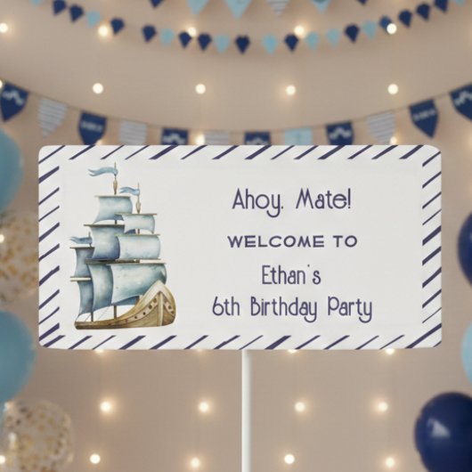 Ahoy mate Nautical Kindergeburtstag Banner