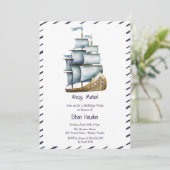 Ahoy mate Nautical Kindergeburtstag Einladung (Stehend Vorderseite)