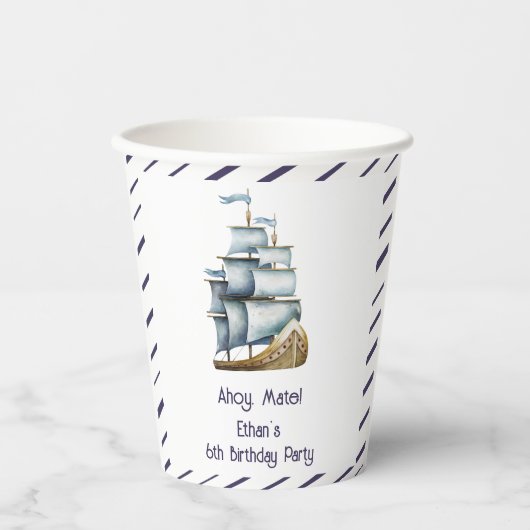 Ahoy mate Nautical Kindergeburtstag Pappbecher (Vorderseite)