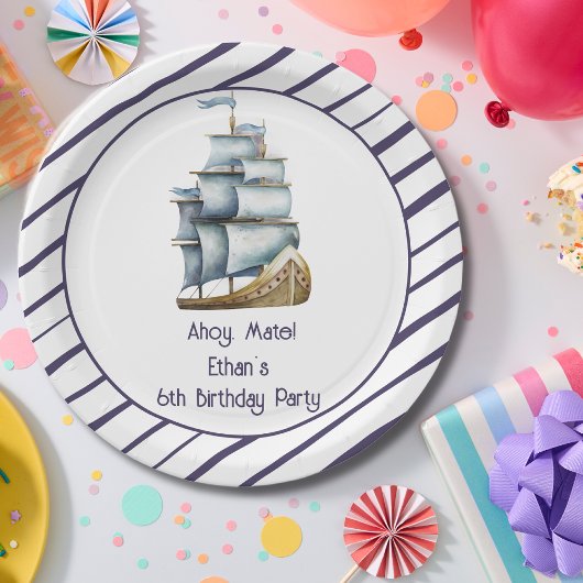 Ahoy mate Nautical Kindergeburtstag Pappteller