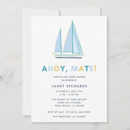 Ahoy Mate Nautical Sailboat Kinderdusche Einladung
