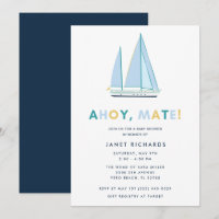 Ahoy Mate Nautical Segelboot-Baby-Shower-Einladung