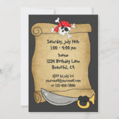 Ahoy Mate! Pirate Skull n Crossbones Blue Birthday Einladung (Rückseite)