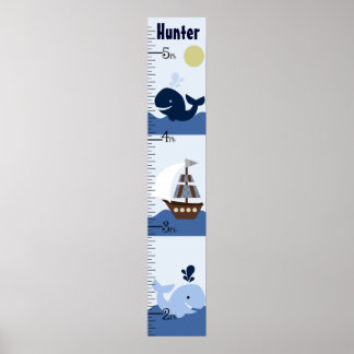 Ahoy Mate/Sailboat/Whale Growth Chart Behalten auf Poster