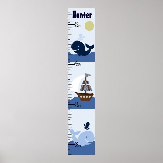 Ahoy Mate/Sailboat/Whale Growth Chart Behalten auf Poster (Vorne)