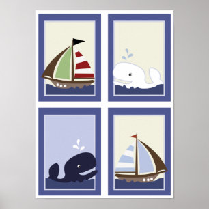 AHOY MATE Segelboot Boys Kinderzimmer Room Prints Poster