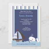 Ahoy Mate Whale Sailboat Boy Nautical Baby Dusche Einladung (Vorderseite)