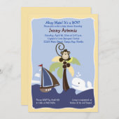 Ahoy Mate Whale, Sailboat & Monkey Einladung 12x18 (Vorne/Hinten)