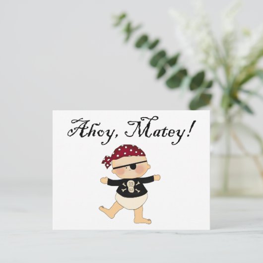 Ahoy Matey Baby Pirate Postcard Postkarte (Stehend Vorderseite)