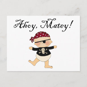 Ahoy Matey Baby Pirate Postcard Postkarte