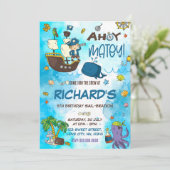 Ahoy Matey Birthday Einladung (Stehend Vorderseite)